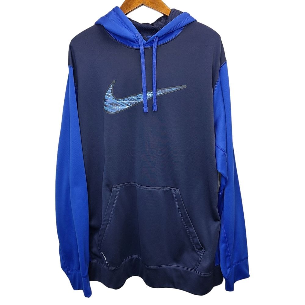 Nike Men's XL Therma Fit Blue Big Check Hoodie